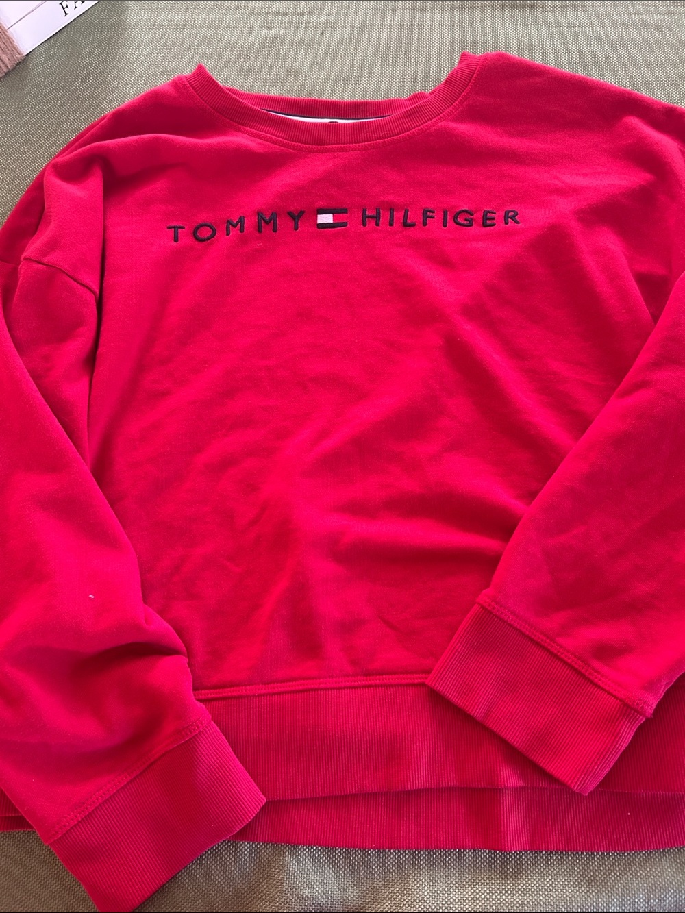 Tommy Hilfiger Bright Red Crewneck Sweatshirt with Logo